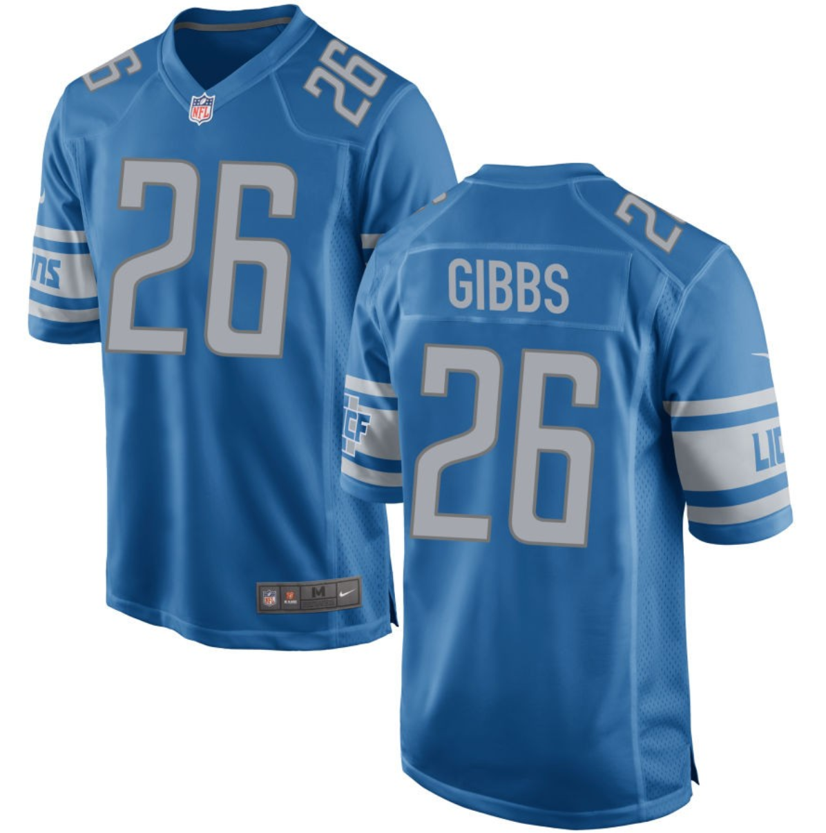 Men's Detroit Lions #26 Jahmyr Gibbs Nlue 2023 Draft Stitched Game Jersey